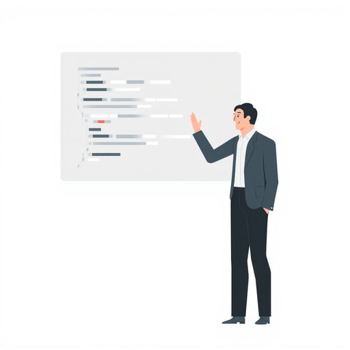 a man presenting code architecture 