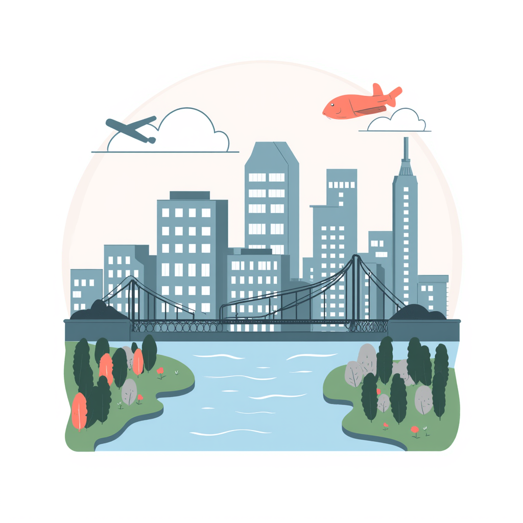 a cityscape with a river