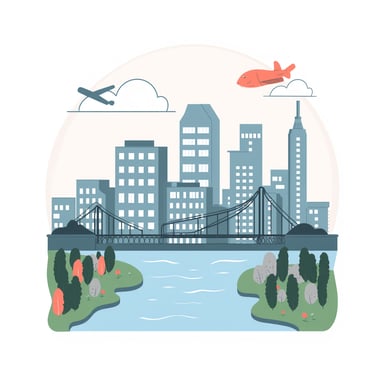 a cityscape with a river