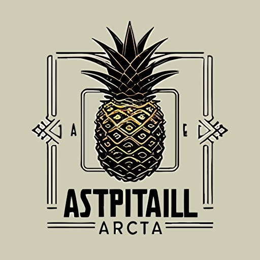 a simple logo in the style of vector art for an "astral pineapple", electronic circuitry::1