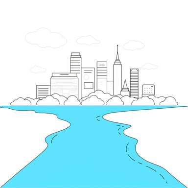 a cityscape with a river