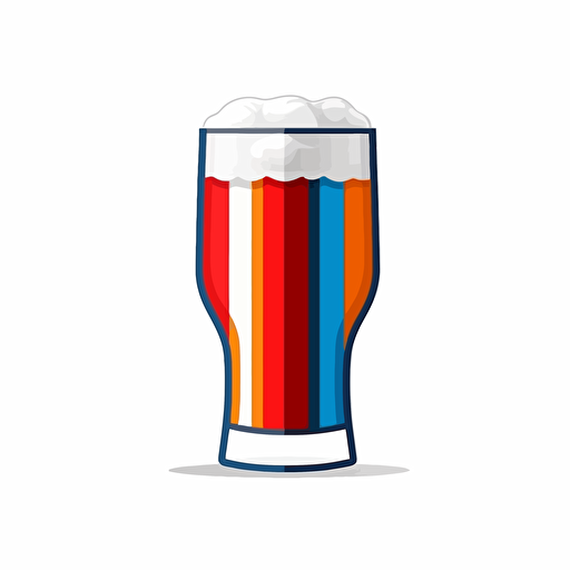 logo glass of beer, red and blue stripes, modern, white background, vector,