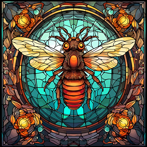 stained glass bees, hyper detailed, epic composition, vector design on the edges of the image
