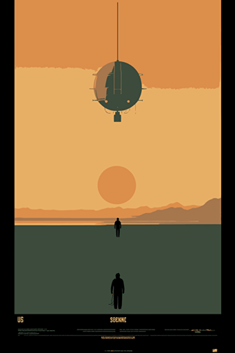 minimalist poster from science fiction movie 2001, vector,