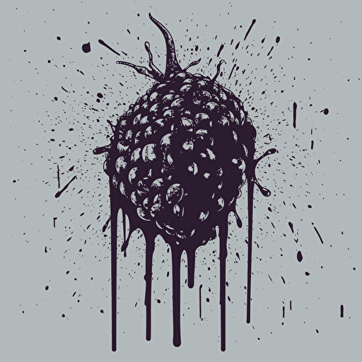 painted delicious blackberry, simple form background, leave a lot of negative space, rough, textured, grainy surface, dusty, vector, desaturated colour drips, graffiti, artificial, highres