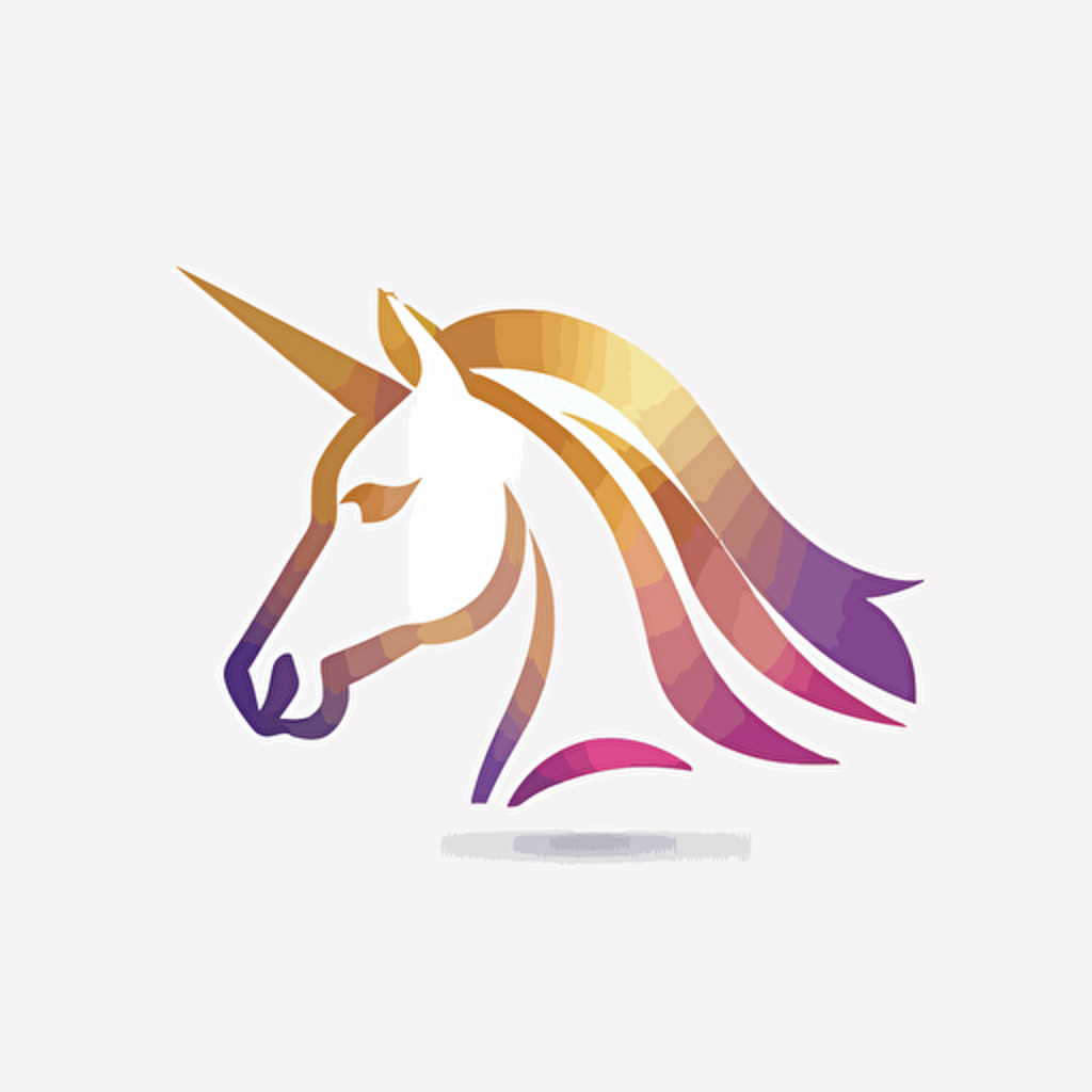 minimal logo with unicorn face,simple,Geometric, mandalacolor, emboss,Morning Lighting,white background,Vector,