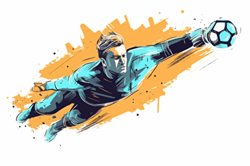 soccer goalkeeper, making great save, white background, minimalistic vector,
