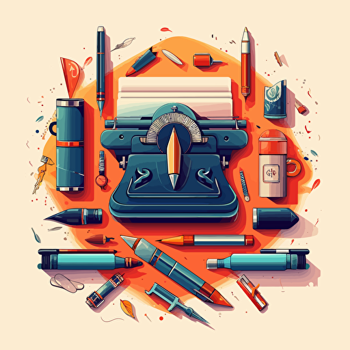 vector logo for translator documents pens papers keyboard