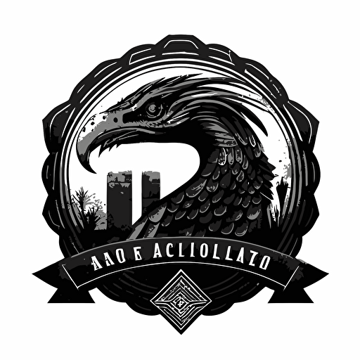 modern iconic logo of house roof and mexican agila with snake black vector, on whit backgroynd