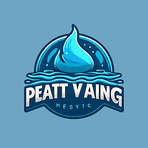 a vector logo about a renting pool company. Must be blue and contain a drop of water