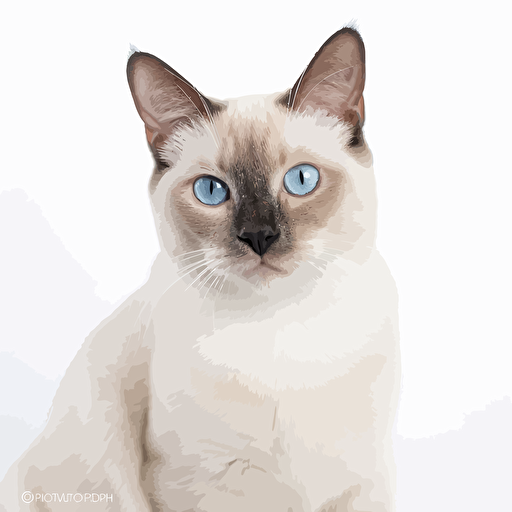 White background,Siamese::2, cat::3, head, big eyes, vector of a cute happy , smile,