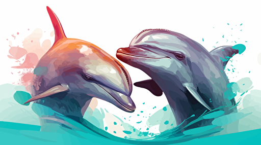 two dolphins in love, vibrant digital vector illustration.style by artgerm c 4 s500