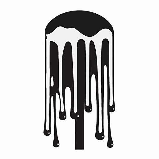 popsicle dripping logo without text, vector design, flat, modern, black and white