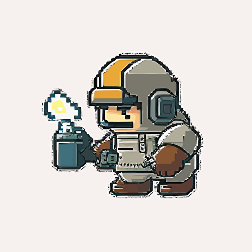 welder , Sticker, Lovely, Muted Color, Pixel Art, Contour, Vector, White Background, Detailed