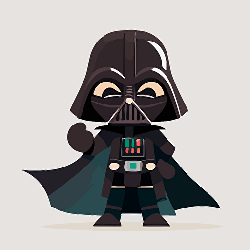 A beautiful female darth vader, goofy looking, smiling, pointing at the camera, minimalistic, flat light, white background, vector art , pixar style