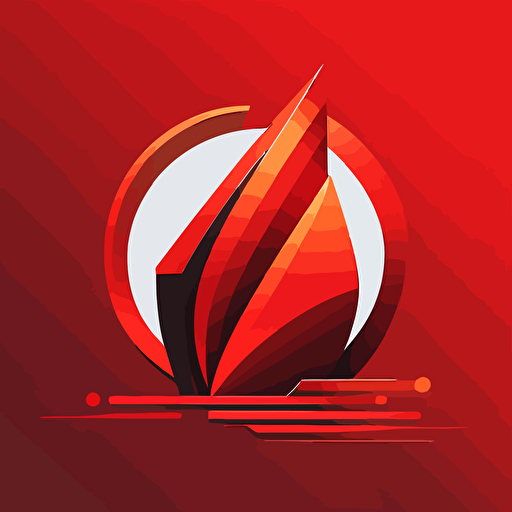 Red computer logo, vector, flat 2d, company logo, modern style