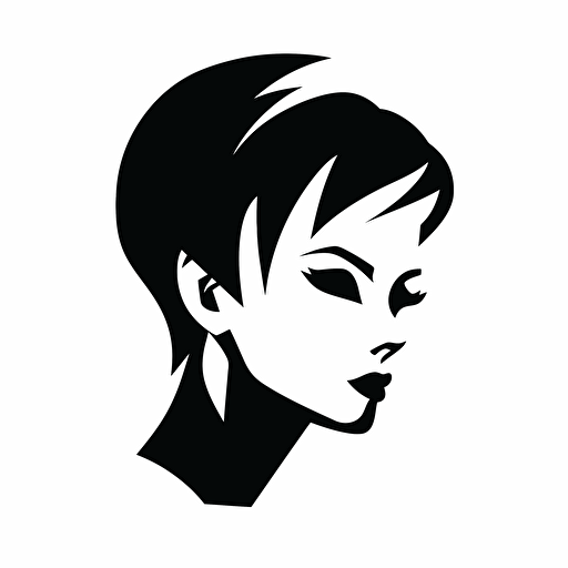 vector logo for translator; lady with short hair;