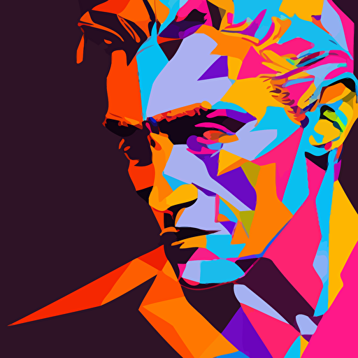 Popart propaganda stencil vector lowpoly neon face close up