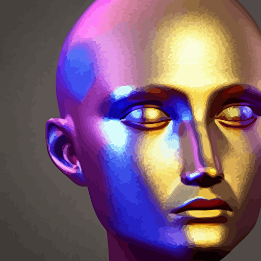 3d render holographic human robotic head glossy iridescent surrealistic 3d illustration human face non binary non binary model 3d model human cryengine holographic texture holographic material holographic rainbow concept cyborg artificial intelligence