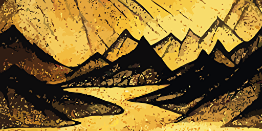 cave in the mountains with vector woodcut filligrees golden and shimmering beautiful in the dusk and full of shadows art conte crayon charcoal brush smudge on vellum illuminated manuscript