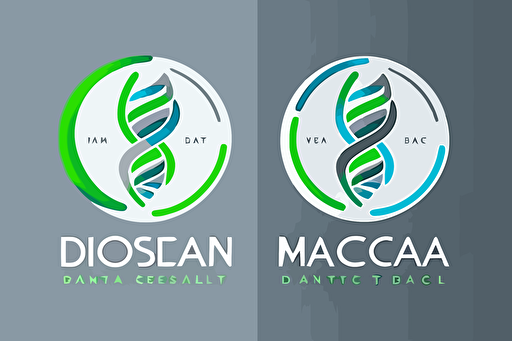 vector modern logo for a medical company, dna, technology, green, blue, gray