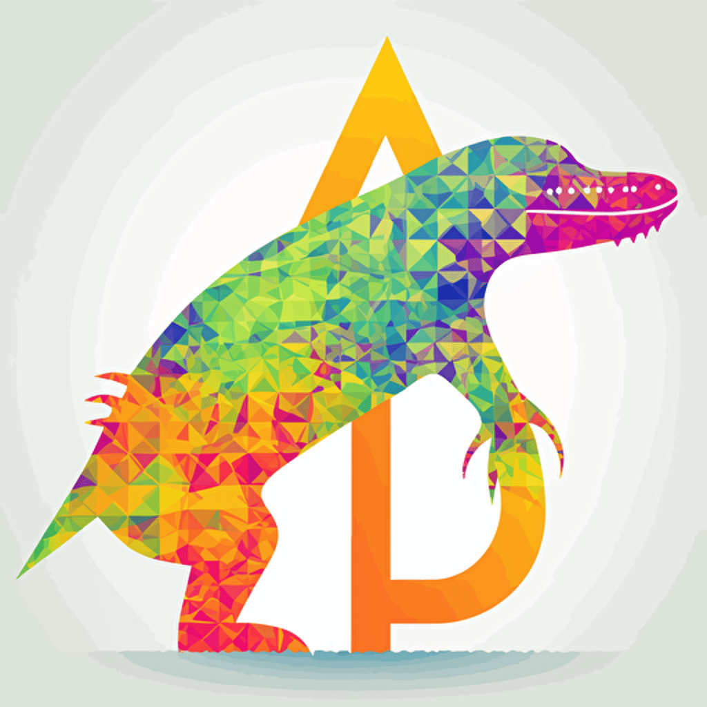 a vector logo::1 alligator, modern, CMYK, detailed, white background