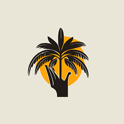 vector logo palm in hand , minimalistic