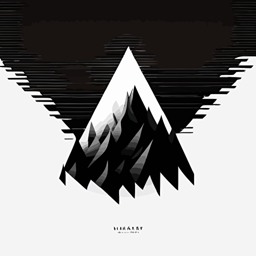 flat vector logo of triangle, black and white, sound wave form wrapped around mountine, simple minimal, by Ivan Chermayeff