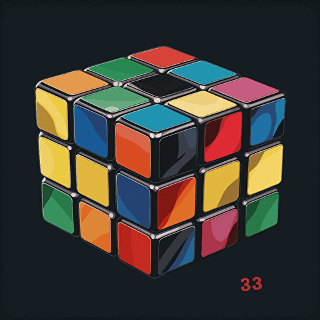 rubik's cube 3x3 in vector