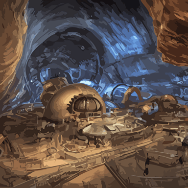 gigantic cave interior bulbous planetarium interior matrix nebuchadnezzar biomechanical gieger 3d rendered steampunk iron smelting pits high tech industrial maschinen krieger warm saturated colours mri machine millennium falcon space station vuutun palaa massive piping inspired nuclear reactor submarine ilm beeple star citizen halo mass effect starship troopers elysium