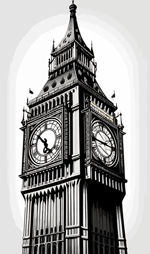 big ben, vector sticker style, white background, epic,