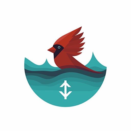 simple, iconic, flat, vector logo, cardinal, tidal wave, medicine