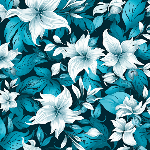 cyan and white floral vector pattern