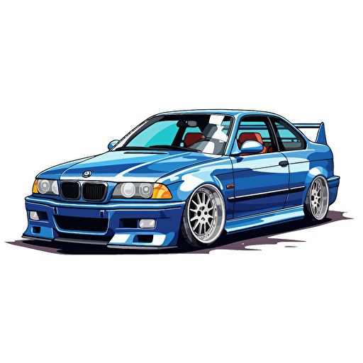 a painted vector image of an estoril blue BMW E36 M3