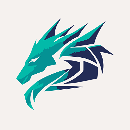 geometric, Futuristic, minimalist iconic logo of a sea serpent, blue emerald vector, on white background