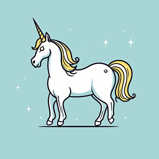 simple vector drawing outline of a unicorn