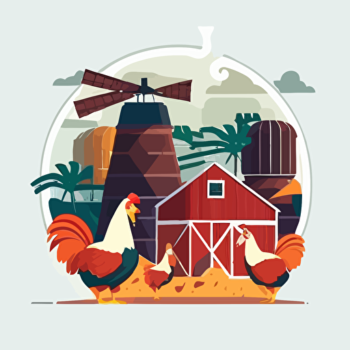 flat vector illustration of poultry farm