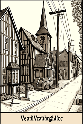 German village, pdf vector drawing