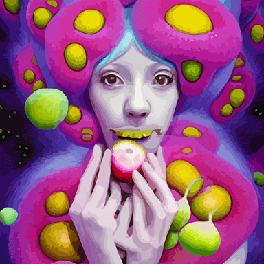 hyper detailed 3d render like oil painting kawaii portrait aurora white haired singer weasle seen eating strangling network yellowcake aerochrome milky fruit delicate hands hold gossamer polyp blossoms bring iridescent fungal flowers spores black foolish stars jacek yerka mariusz lewandowski houdini algorithmic generative render abstract brush strokes masterpiece edward hopper james gilleard zdzislaw beksinski mark ryden wolfgang lettl hints yayoi kasuma octane render 8k