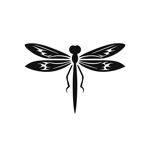 dragonfly logo black white simple flattened vector