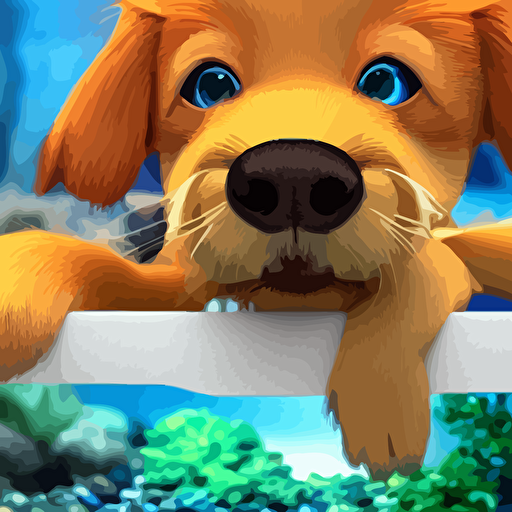 manga cover portrait extremely cute adorable beautiful curious puppy peering vibrant aquarium 3d render diorama hayao miyazaki official studio ghibli color graflex macro photograph pixiv daz studio 3d