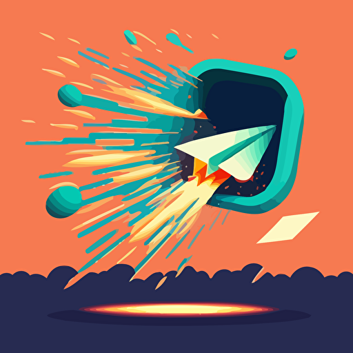 a vector illustration showing an incoming email. The email envelope is open and text flyes from the inside.