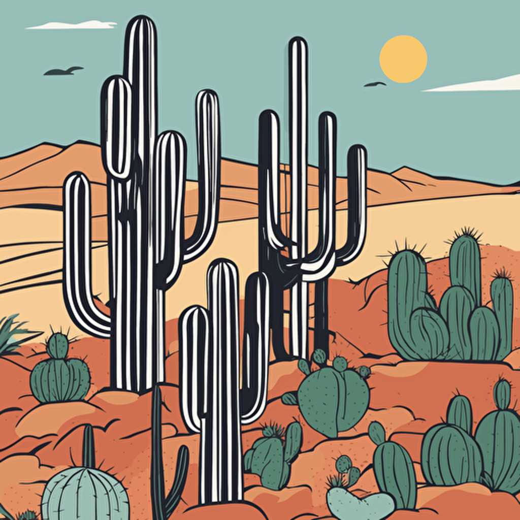a collection of cacti in the desert