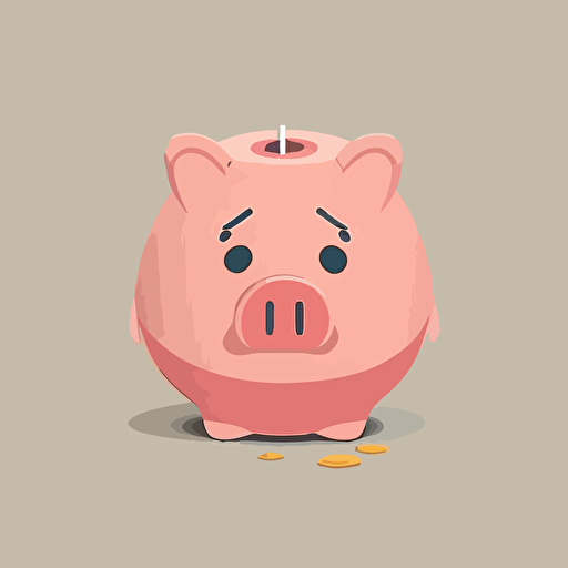 cute flat vector of worried piggy bank