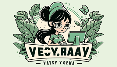 retro illustration style logo as a cartoon, it is for an instagram profile that will deal with cozy games in sage green tones, with a video game theme, that is a gamer girl with black hair and glasses who likes plants and plays video games in pc gamer you can add a keyboard and mouse and the girl's name is yeyekat logo vector, in the style of alex gross, emphasizes emotion over realism, jim mahfood, fish-eye lens, vaporwave, pierre-mony chan, dreamy realism