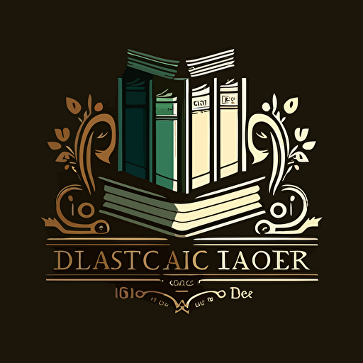 Simple and elegant bicolor vector logo with old books and shelves