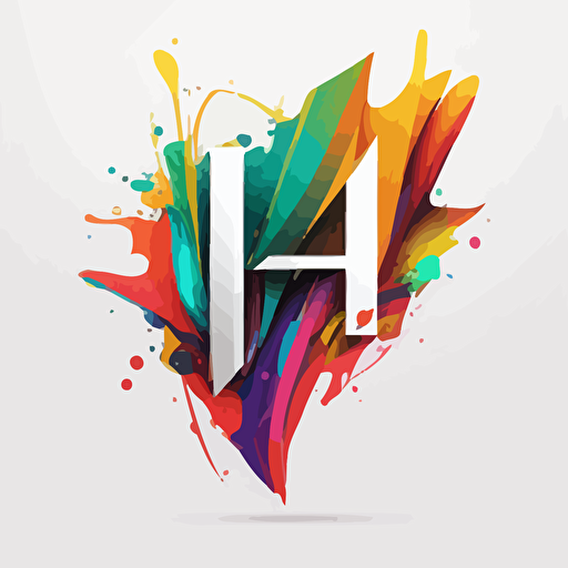 symbolic, iconic logo of A H , colorful vector, on white background