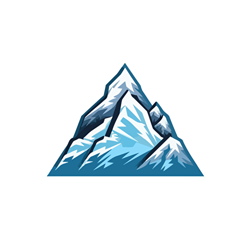 snowy mountain LOGO, black to ice blue, vector white background