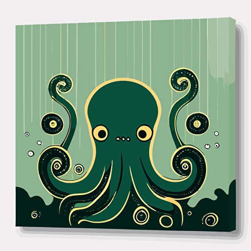 mid century modern monster octopus vector art