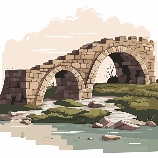 a roman bridge in 2D vector art.